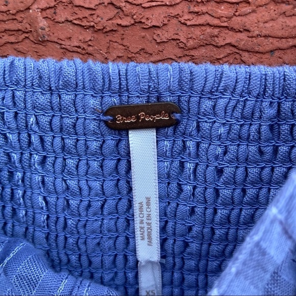 FREE PEOPLE WOMENS BLUE STRIPPED SLEEVELESS CROP TOP SIZE XS ADJUSTABLE STRAPS - Picture 7 of 8